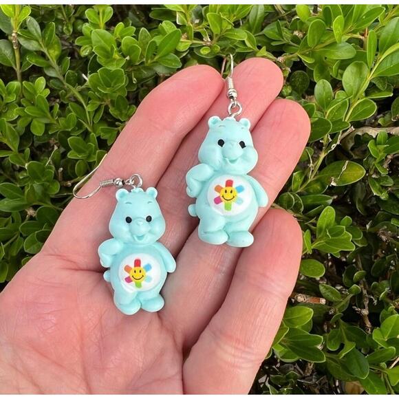 Care Bears Inspired earrings bear rainbow Sun care bear Teal earrings Turquoise - Picture 7 of 10